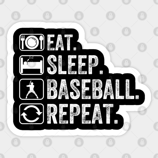 Eat Sleep Baseball Repeat Sticker by DragonTees